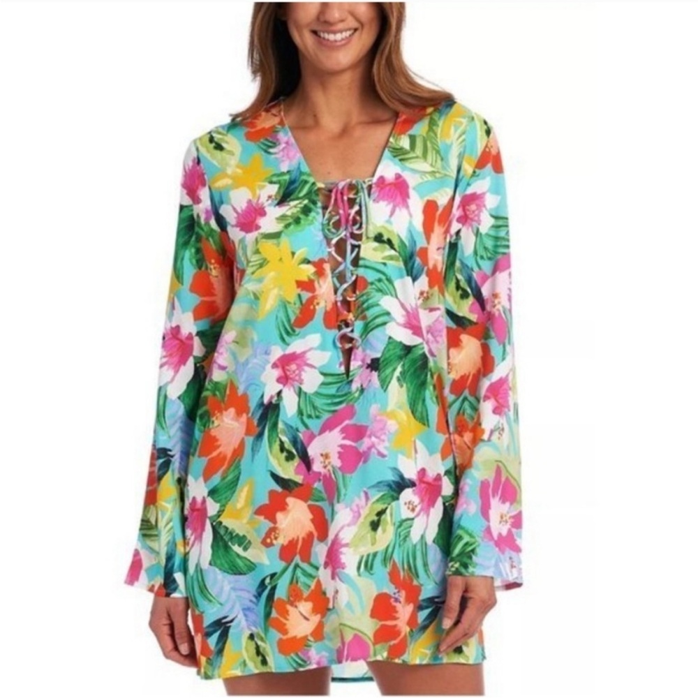 La Blanca floral coverup dress